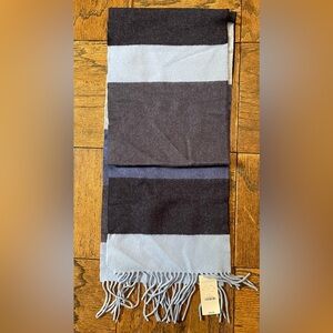 Express Sky Blue Fringe Scarf Marino Wool Cashmere